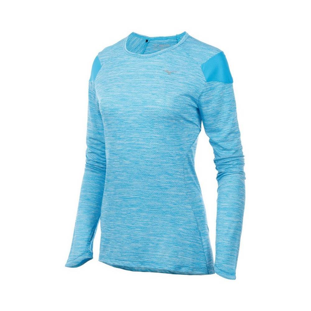 Camiseta Mizuno Running ALPHA LONG SLEEVE 2.0 - Mulher - Azuis - ZOVST1504